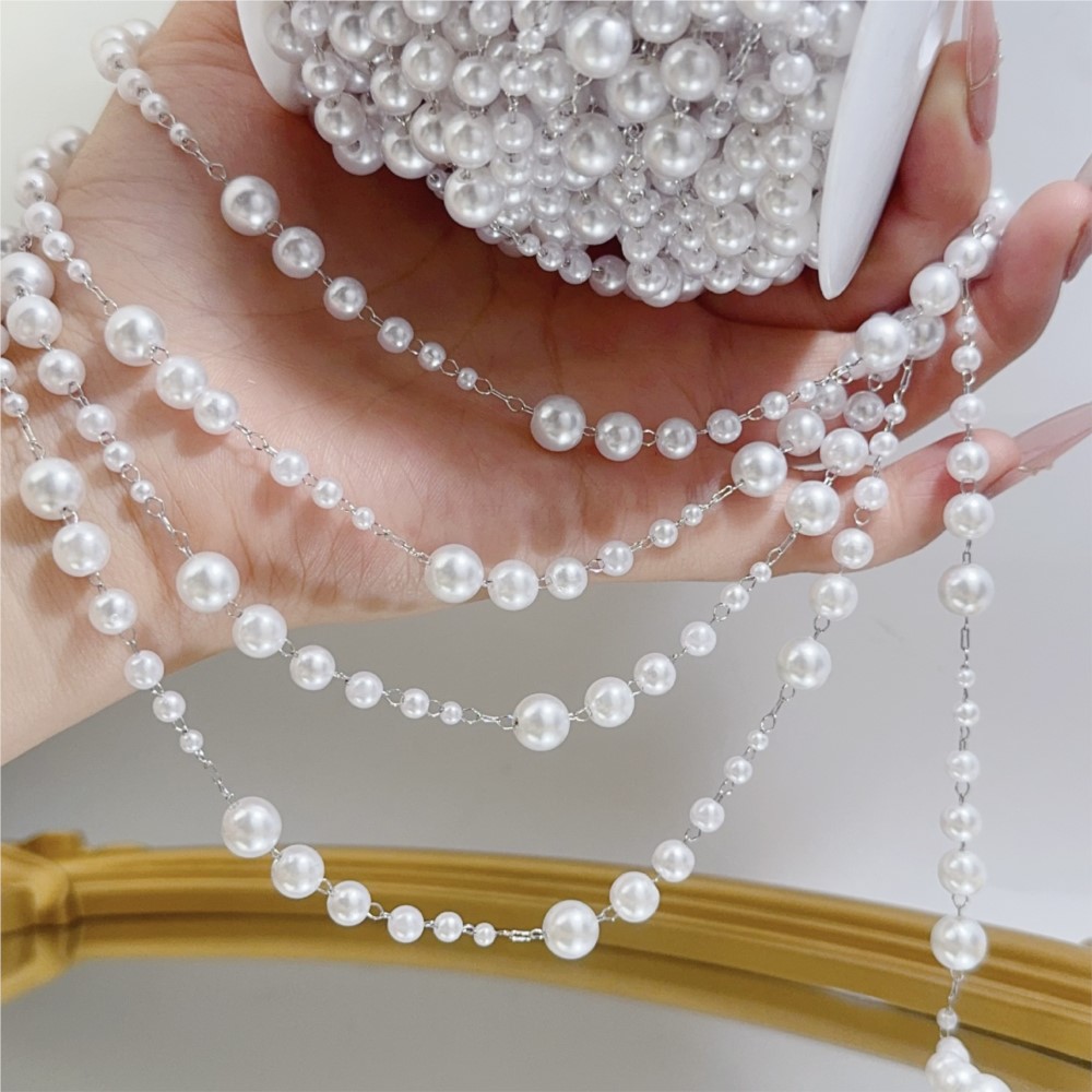 1meter 3-8mm Faux Pearl Beadin - Sewing Production 评论和价格