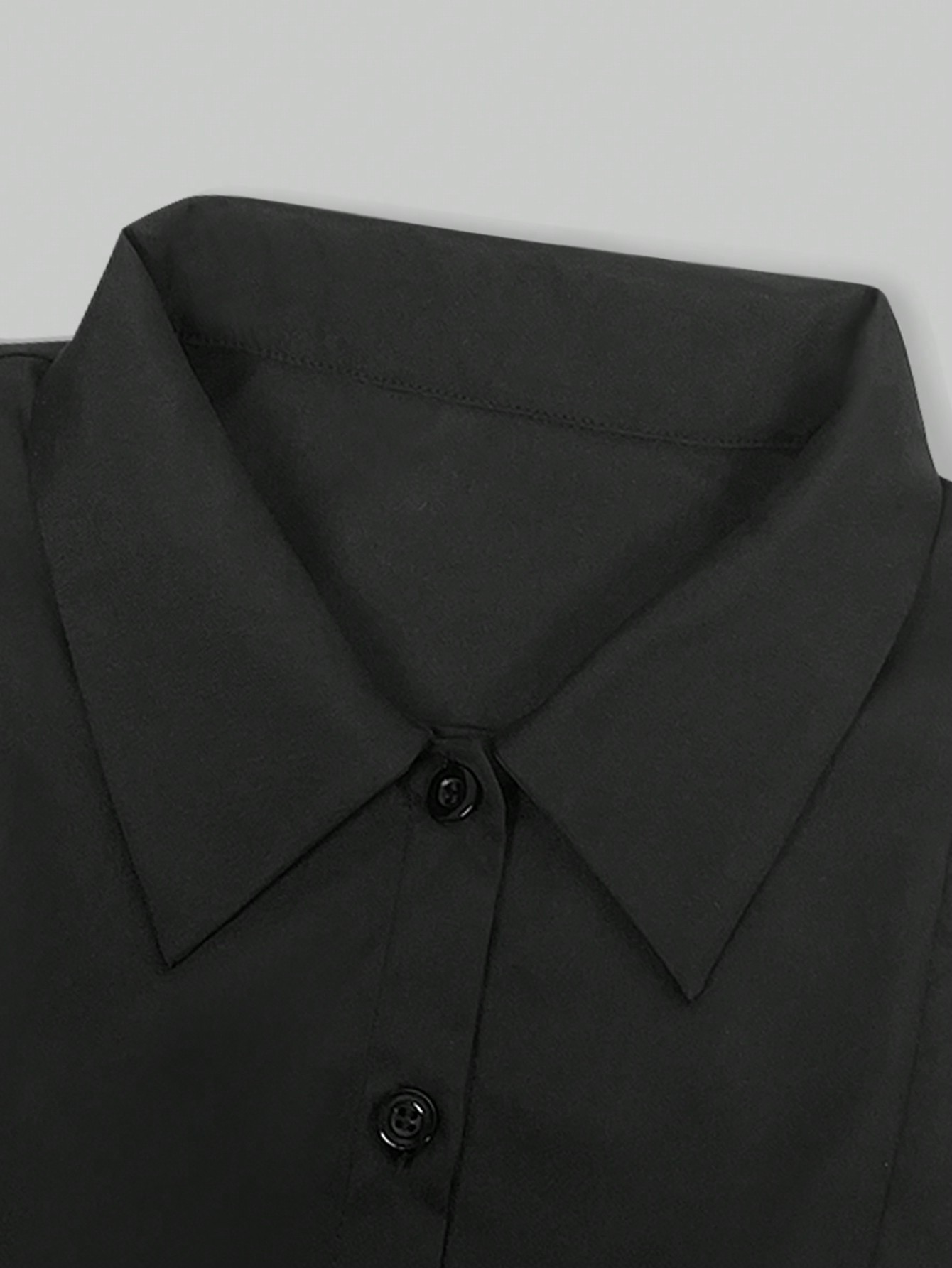 Women Black Shoulder Pad Shirt - Shoulder Pad Set In 评论和价格