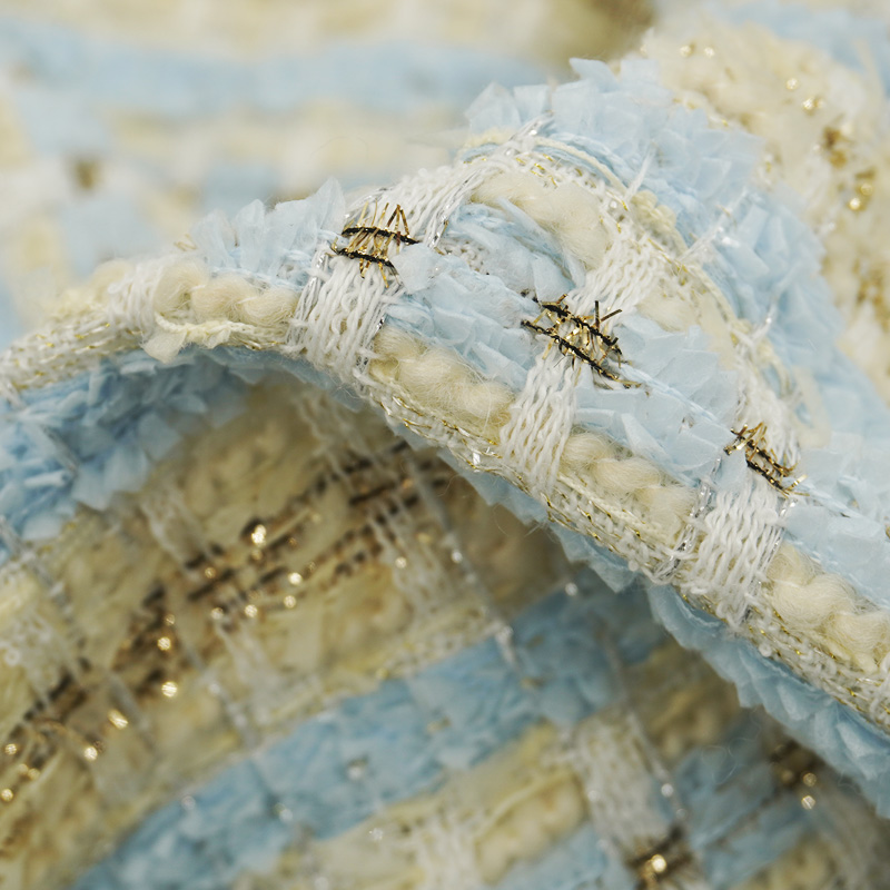 Light Blue Beige Plaid Bouclé  - Sewing Tweed 评论和价格