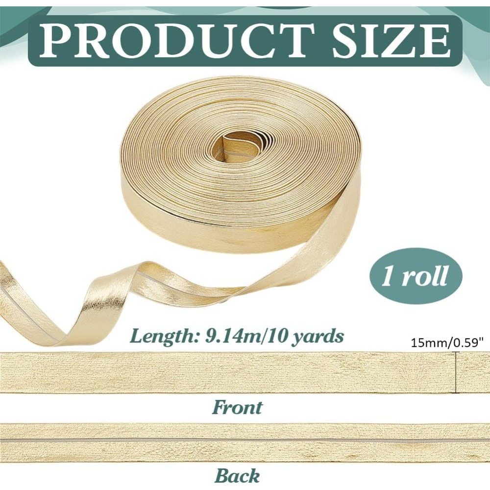 9.8 Yards Gold Leather Trim Fo - Binding Tape Bias 评论和价格