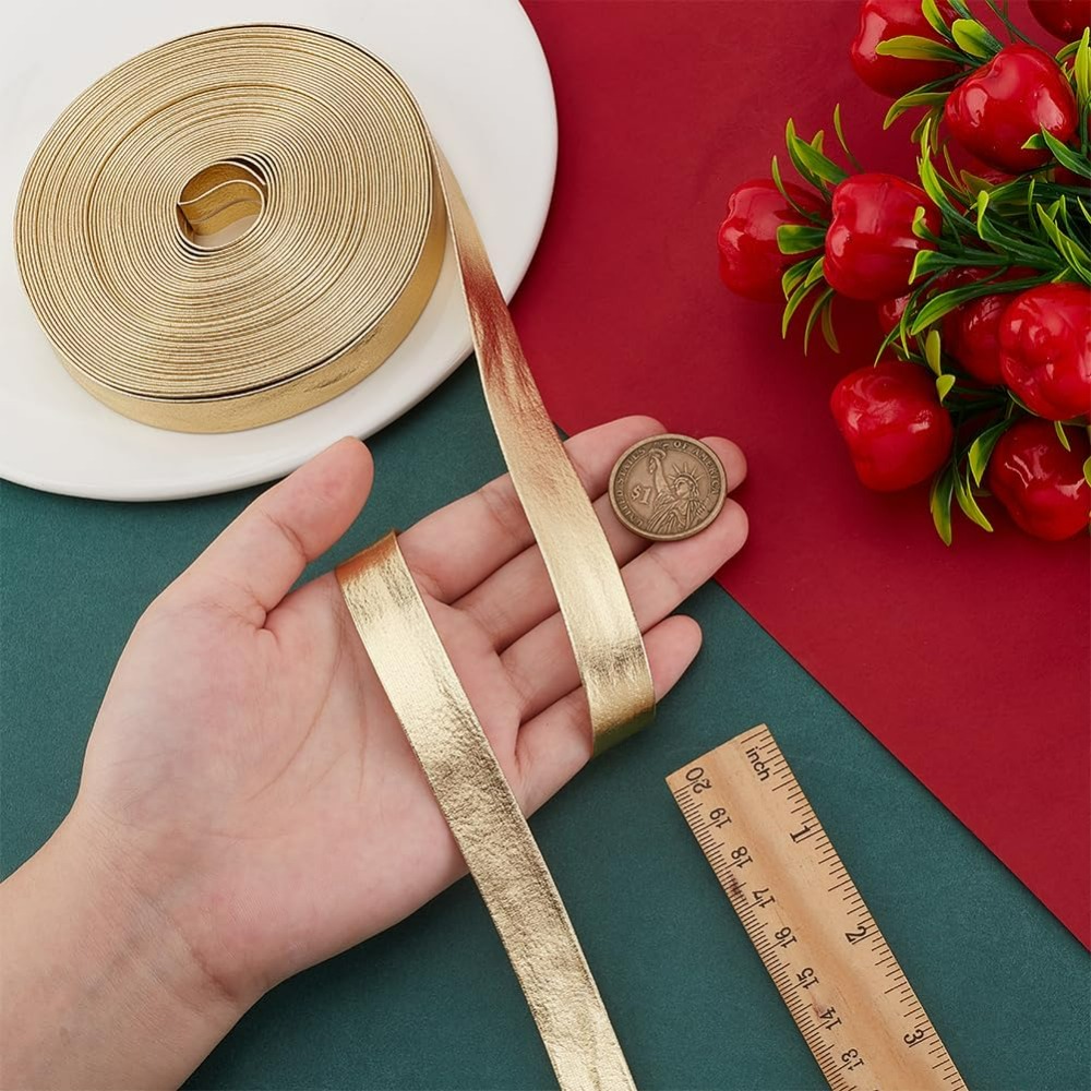 9.8 Yards Gold Leather Trim Fo - Binding Tape Bias 评论和价格