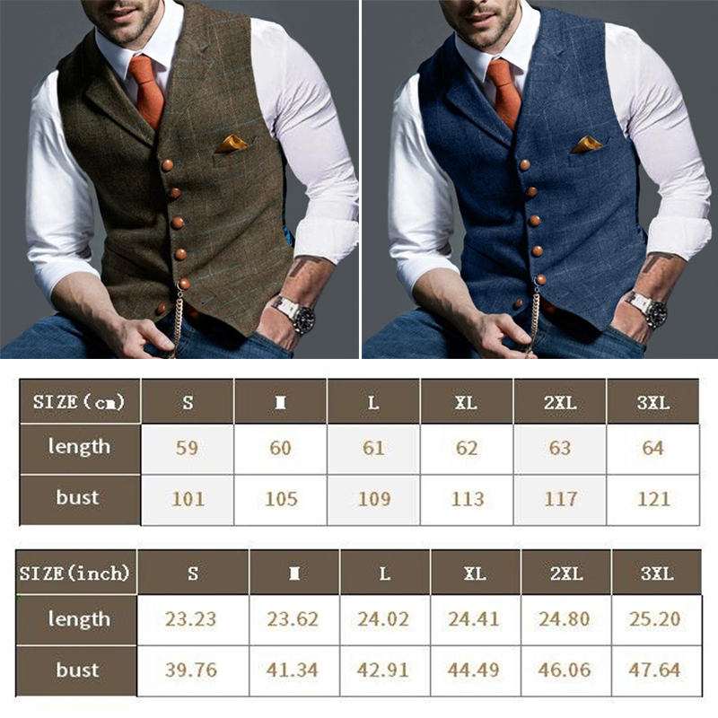 Fashion Men's Vests Lapel Twee - Sewing Tweed 评论和价格