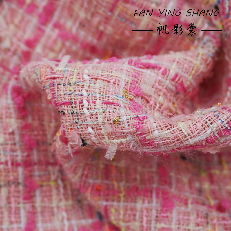 The Pink Plaid Tassel Cotton T - Sewing Tweed 评论和价格