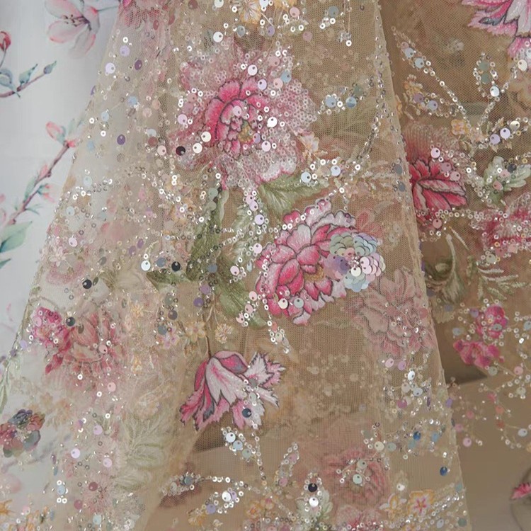 1M 120Cm Wide Luxury Beaded La - Textile For Sewing 评论和价格