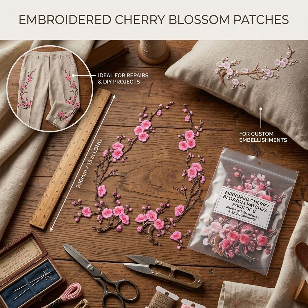 DIY Cherry Blossom Iron On Pat - Textile For Sewing 评论和价格