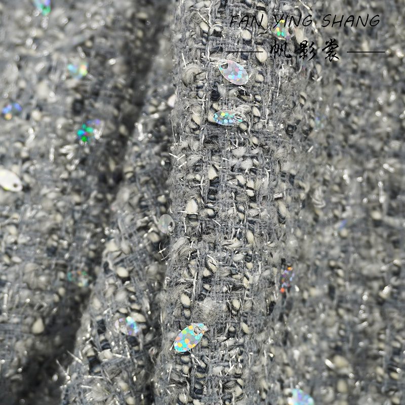 2025 Fashion Gray Sequins Wool - Sewing Tweed 评论和价格