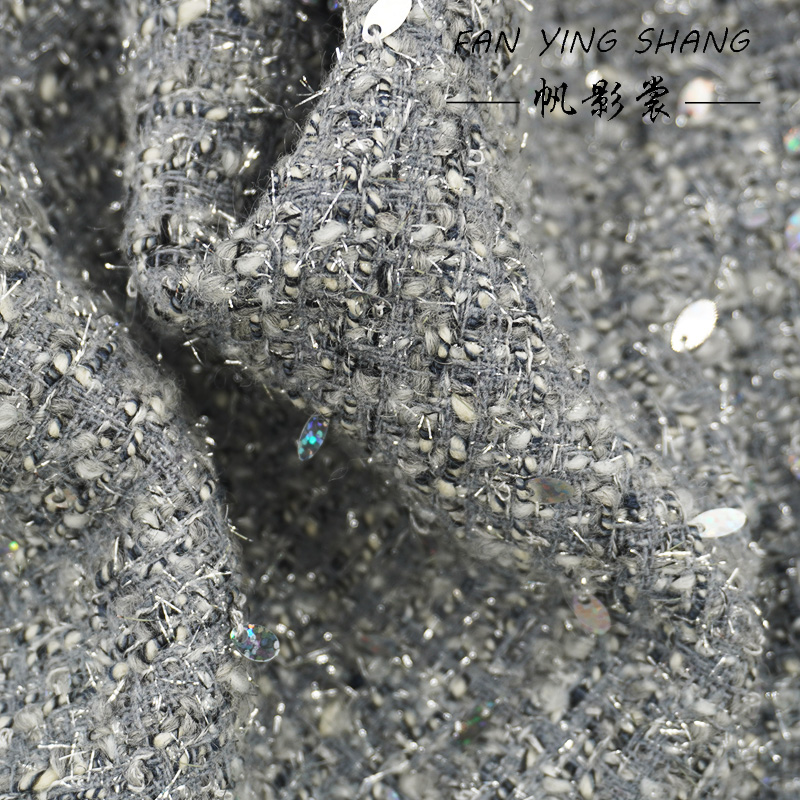 2025 Fashion Gray Sequins Wool - Sewing Tweed 评论和价格