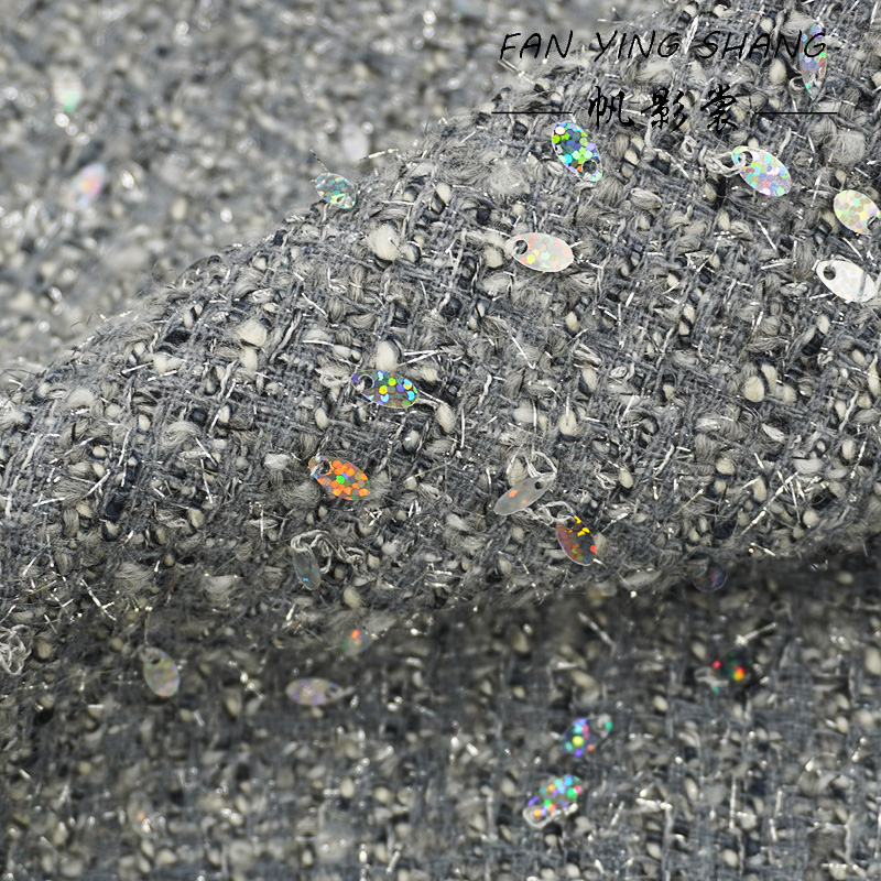 2025 Fashion Gray Sequins Wool - Sewing Tweed 评论和价格
